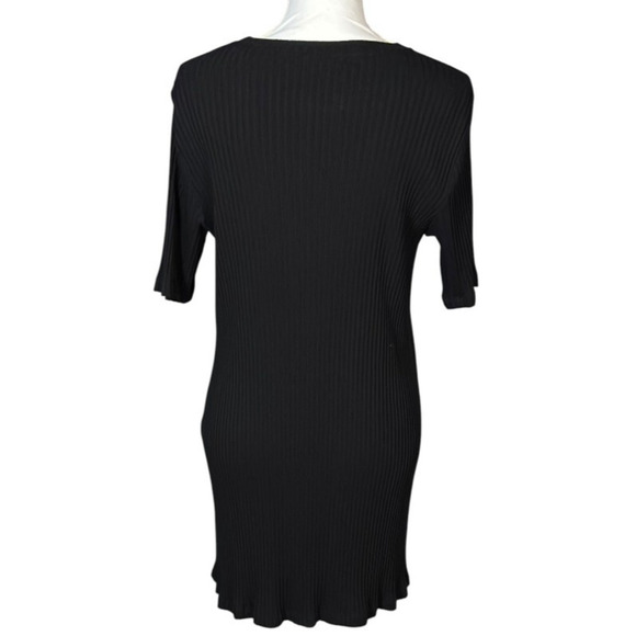Eileen Fisher Shift Dress Ribbed Size Medium Black Tencel Minimalist Classic - Picture 2 of 7